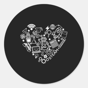Sticker Rond Steam Heart Shape Stem Enseignant Science Lover By