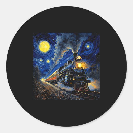 Sticker Rond Steam Train Graphic For Men Boys Locomotive (Devant)