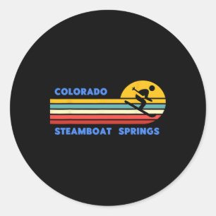 Sticker Rond Steamboat Springs Colorado Ski Skieur Ski Vintage