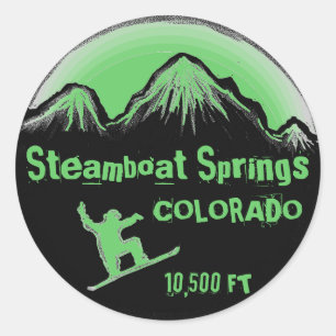 Sticker Rond Steamboat Springs Colorado vert snowboard autocoll