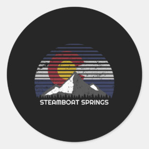 Sticker Rond Steamboat Springs, Colorado X Co Drapeau Haut Mtn