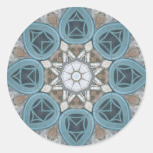 Sticker Rond Steampunk Verdigris Window Mandala
