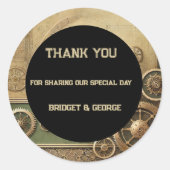 Sticker Rond Steampunk Victorian Gearwork Mariage (Devant)