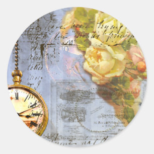 Sticker Rond Steampunk & Yellow Roses