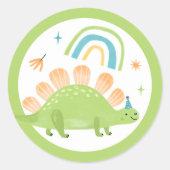 Sticker Rond Stegosaurus Dinosaur fête d'anniversaire Faveurs (Devant)