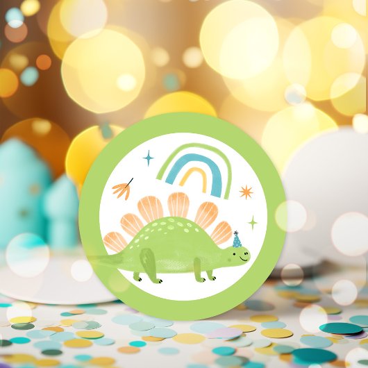 Sticker Rond Stegosaurus Dinosaur fête d'anniversaire Faveurs