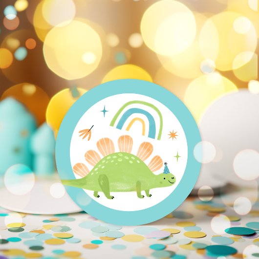 Sticker Rond Stegosaurus Dinosaur fête d'anniversaire Faveurs