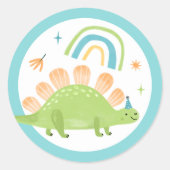 Sticker Rond Stegosaurus Dinosaur fête d'anniversaire Faveurs (Devant)