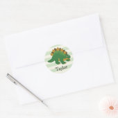 Sticker Rond Stegosaurus sur Pastel Green Stripes (Enveloppe)