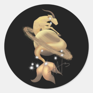 Sticker Rond Stellar Capricorn Saturn Zodiac