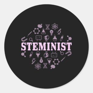 Sticker Rond Stéméniste Femme Scientifique Pun Steminist
