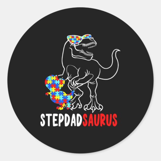 Sticker Rond Stépadasaurus T Rex Dinosaure Autisme Sensibilisat (Devant)