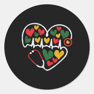 Sticker Rond Stethoscope Coeur Junet10Melanin Infirmière Africa