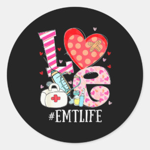 Sticker Rond Stéthoscope Cœur Mignon Emt Vie Amoureux Infirmièr