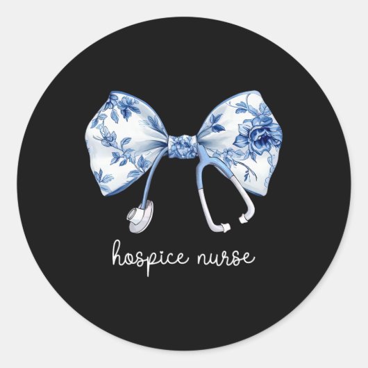Sticker Rond Stethoscope Coquette Bow Hospice Aide Pallia (Devant)