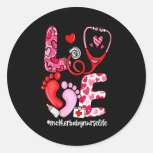 Sticker Rond Stéthoscope d'amour Mère Bébé Infirmière Vie Saint