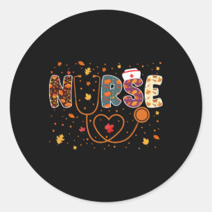 Sticker Rond Stéthoscope de la fête de Thanksgiving pour infirm