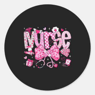 Sticker Rond Stéthoscope de la Saint-Valentin infirmière cœur E