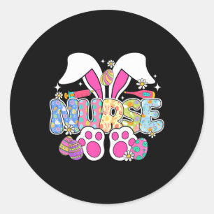 Sticker Rond Stéthoscope de vie d'infirmière Infirmière Lapin d