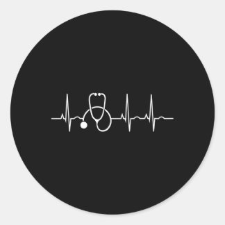 Sticker Rond Stethoscope Hebeat Ekg Infirmière Docteur Médicale