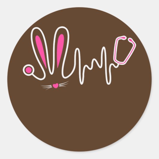 Sticker Rond Stethoscope Lapin de Pâques Infirmière Docteur OEu (Devant)