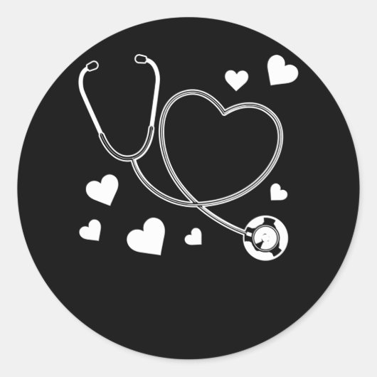 Sticker Rond Stethoscope Nurse Love Hospital (Devant)