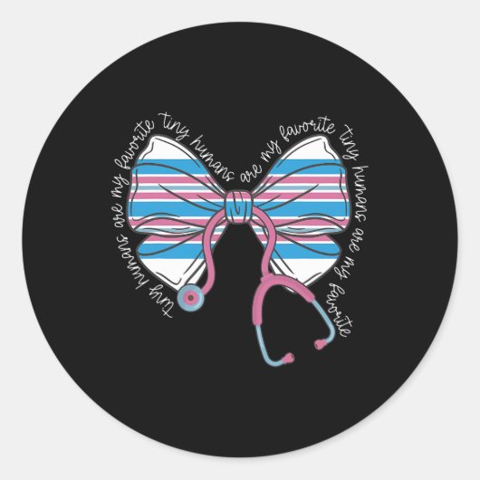 Sticker Rond Stethoscope rose Coquette Bow Ba (Devant)