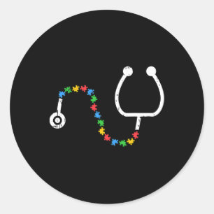Sticker Rond Stethoscope Sensibilisation sur l'autisme Médicale