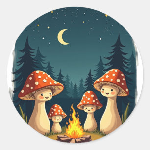 Sticker Rond Steven Rhodes Champignon Feu de camp Restez Positi