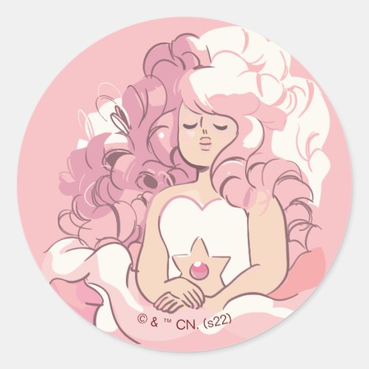 Sticker Rond Steven Universe | Illustration de quartz Rose (Devant)