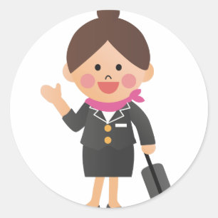 Sticker Rond Steward (hôtesse de l'air)