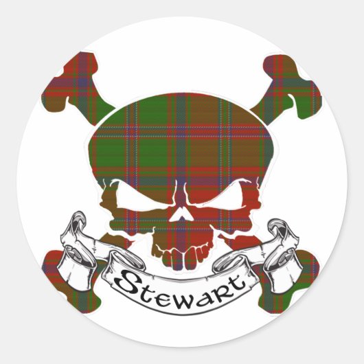 Sticker Rond Stewart Tartan Skull (Devant)