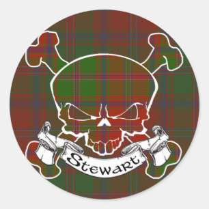 Sticker Rond Stewart Tartan Skull
