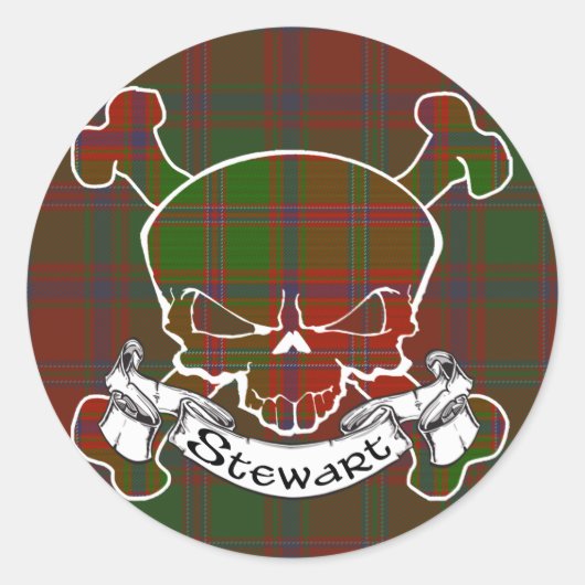 Sticker Rond Stewart Tartan Skull (Devant)