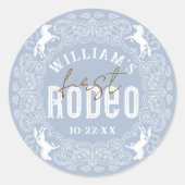 Sticker Rond Stick 1er Anniversaire Rodeo - Bleu clair Ouest (Devant)