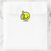 Sticker Rond Stick à visage jaune avec pouce de texte personnal (Sac)