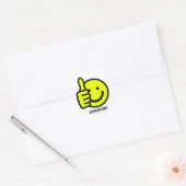 Sticker Rond Stick à visage jaune avec pouce de texte personnal (Enveloppe)