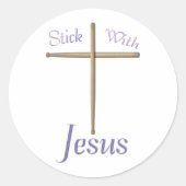 Sticker Rond Stick avec Jésus Christian Drummer Stainless (Devant)