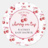 Sticker Rond Stick Baby shower cerise rose Coquette (Devant)
