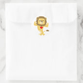 Sticker Rond Stick Cartoon Lion Coeur mignon (Sac)