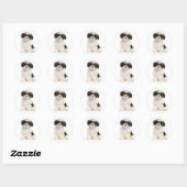 Sticker Rond Stick Chien Chien Chien Noir Et Blanc Havanais (Feuille)