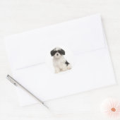 Sticker Rond Stick Chien Chien Chien Noir Et Blanc Havanais (Enveloppe)