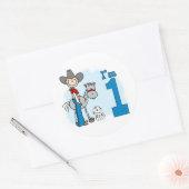 Sticker Rond Stick Cowboy 1er anniversaire (Enveloppe)
