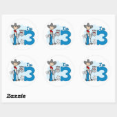 Sticker Rond Stick Cowboy 3e anniversaire (Feuille)