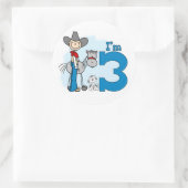 Sticker Rond Stick Cowboy 3e anniversaire (Sac)