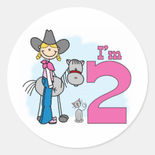 Sticker Rond Stick Cowgirl 2e anniversaire