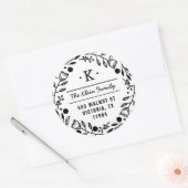 Sticker Rond Stick d'adresse de monogramme de couronne de Whims (Enveloppe)