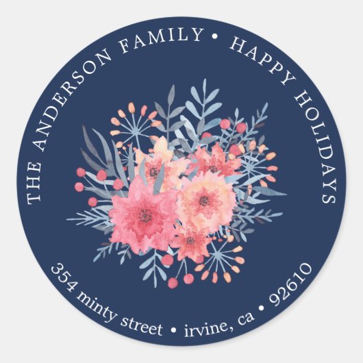 Sticker Rond Stick d'adresse de retour Hiver bleu ⎢ Fête (Devant)