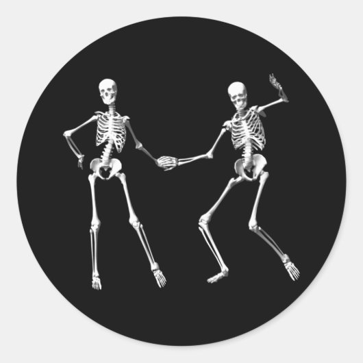 Sticker Rond Stick Dancing Retro Skeletons (Devant)