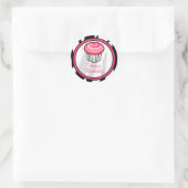Sticker Rond Stick d'anniversaire de Cupcake rose - Zèbre noir  (Sac)